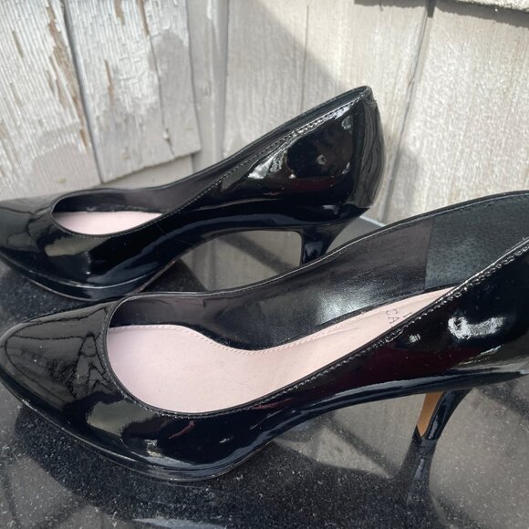 Vince Camuto Black Patent Leather High Heels Platform Dress Shoes 7.5M - Picture 6 of 9